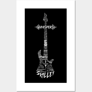 Typograpy Guitar Skillet Posters and Art